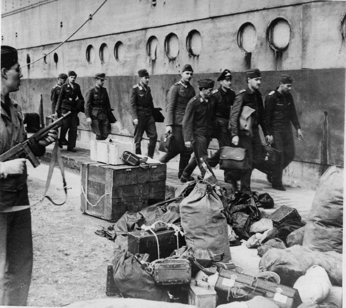 Wwii Photographs Of German Pows Guarded With Thompson Submachine Guns 